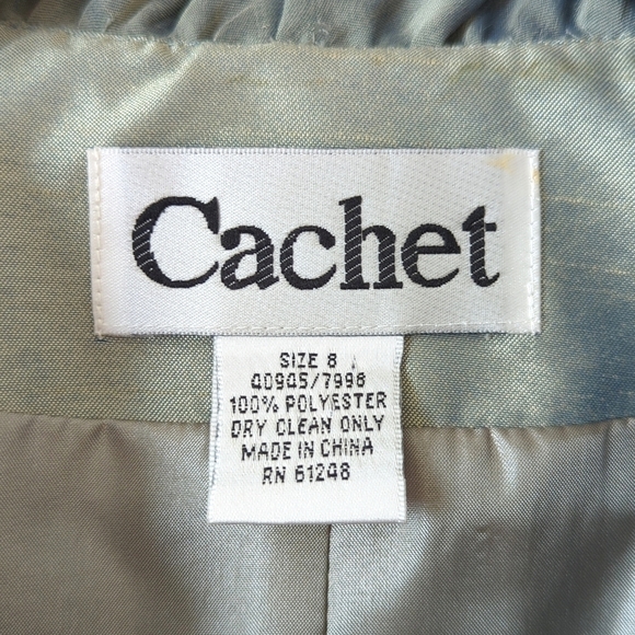 Cachet 90's Vintage Deadstock Two Piece Matching Jacket & Skirt Set Sage Green 8 - Picture 3 of 16